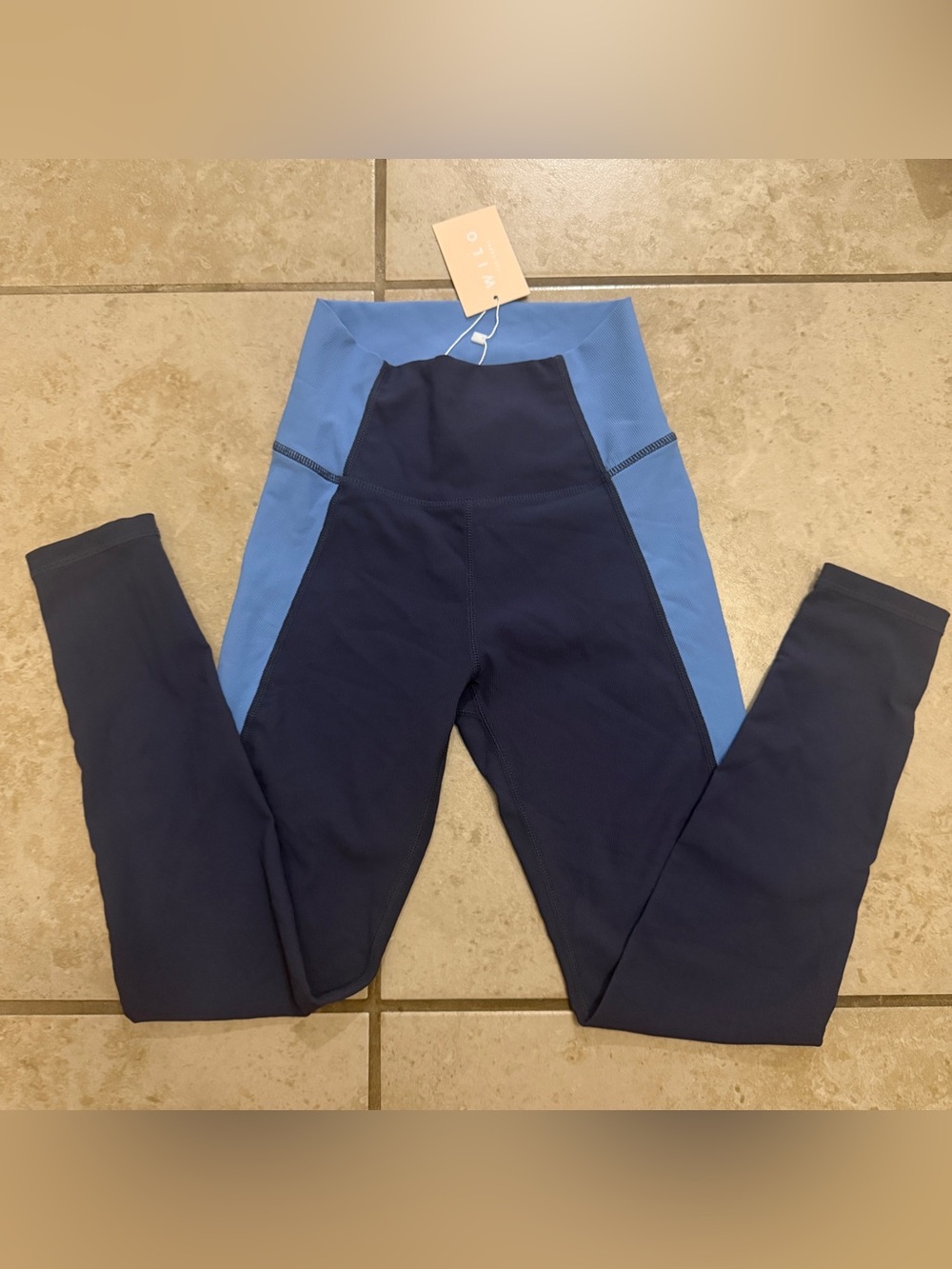 Wilo The Label Leggings Womens Size XS Blue/Light Blue Colorblock Ribbed